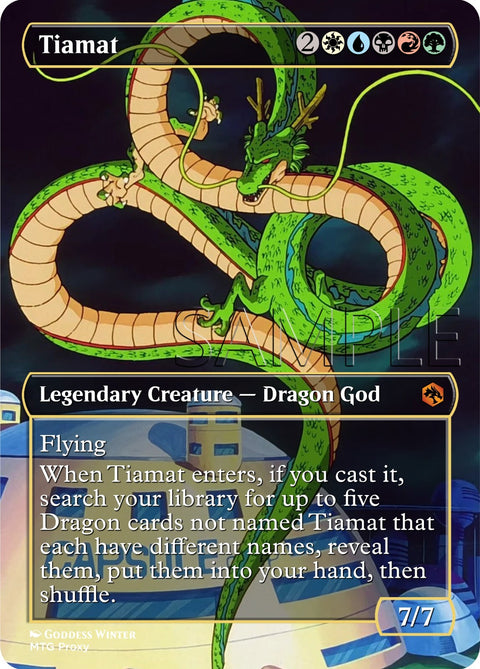 MTG DBZ Shenron - Tiamat - Fanart - Borderless Style Card For EDH / Playtest