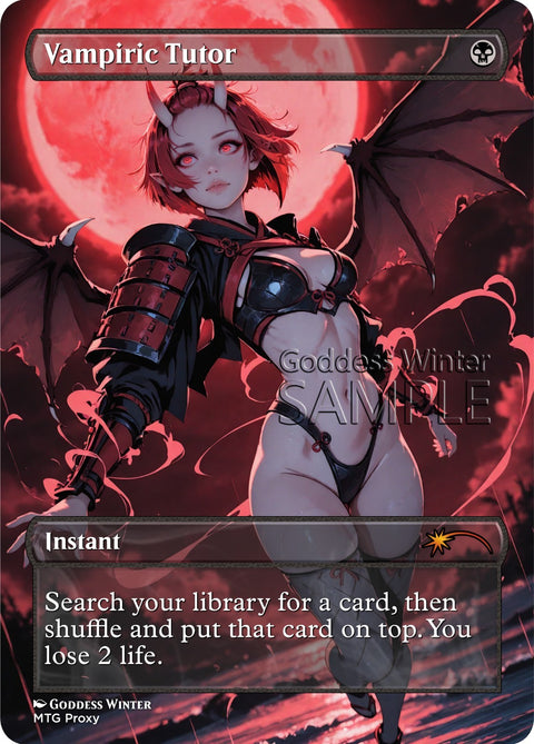 MTG - Vampiric Tutor - Fanart Borderless Style - EDH / Playtest