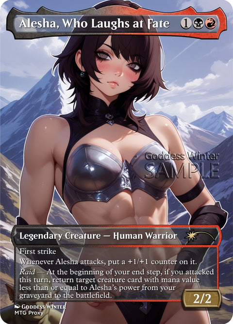 MTG - Alesha, Who Laughs at Fate - Fanart Borderless Style - EDH / Playtest