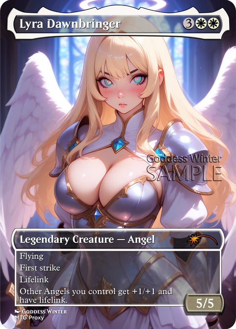 MTG - Lyra Dawnbringer - Fanart Borderless Style - EDH / Playtest