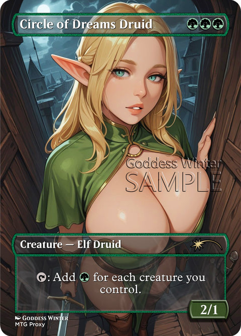 MTG - Circle of Dreams Druid - Fanart Borderless Style - EDH / Playtest
