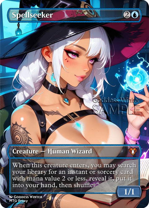 MTG - Spellseeker - Fanart Borderless Style - EDH / Playtest