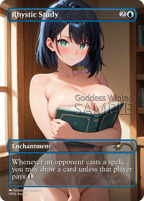 MTG - Rhystic Study - Fanart Borderless Style - EDH / Playtest
