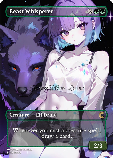 MTG - Beast Whisperer - Fanart Borderless Style - EDH / Playtest