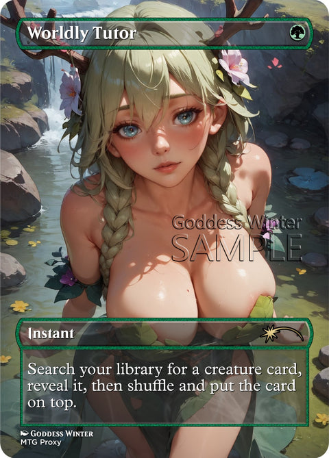 MTG - Worldly Tutor - Fanart Borderless Style - EDH / Playtest