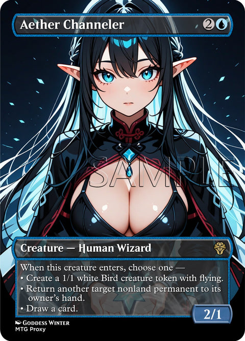 MTG - Aether Channeler - Fanart Borderless Style - EDH / Playtest