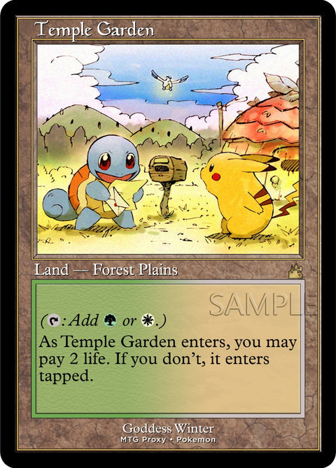 MTG - Temple Garden POKEMON - Fanart Classic Border Style Card - EDH / Playtest