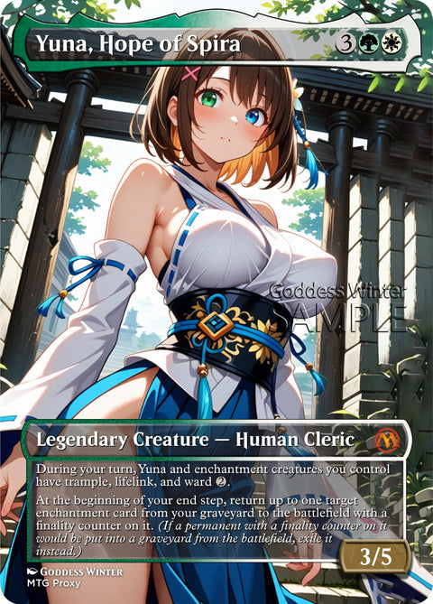 MTG FF - Yuna, Hope of Spira - Fanart Borderless Style - EDH / Playtest