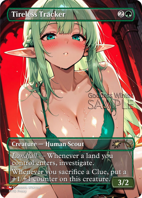 MTG - Tireless Tracker - Fanart Borderless Style - EDH / Playtest