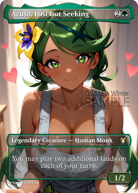 MTG - Azusa, Lost but Seeking - Fanart Borderless Style - EDH / Playtest
