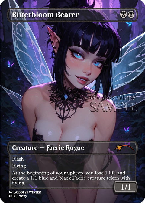 MTG - Bitterbloom Bearer - Fanart Borderless Style - EDH / Playtest