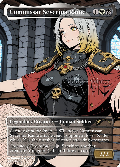 MTG - Commissar Severina Raine - Fanart Borderless Style - EDH / Playtest