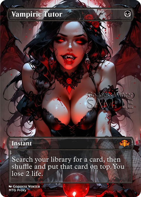 MTG - Vampiric Tutor - Fanart Borderless Style - EDH / Playtest