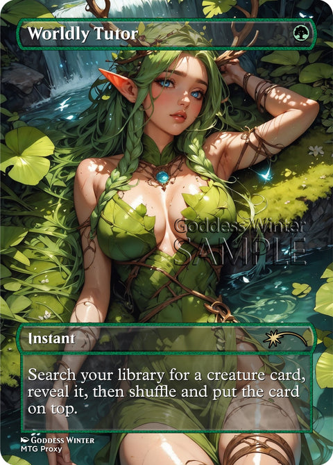 MTG - Worldly Tutor - Fanart Borderless Style - EDH / Playtest