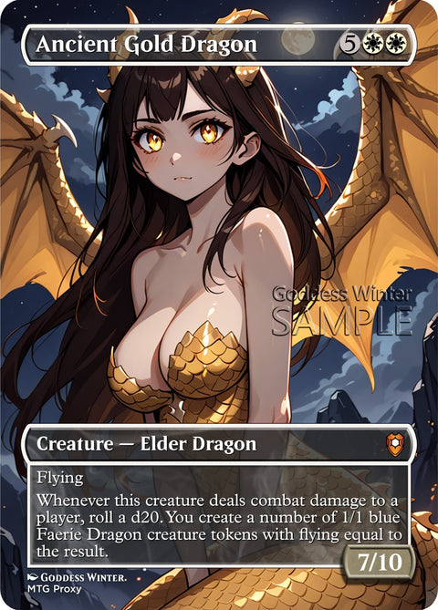 MTG - Ancient Gold Dragon - Fanart Borderless Style - EDH / Playtest