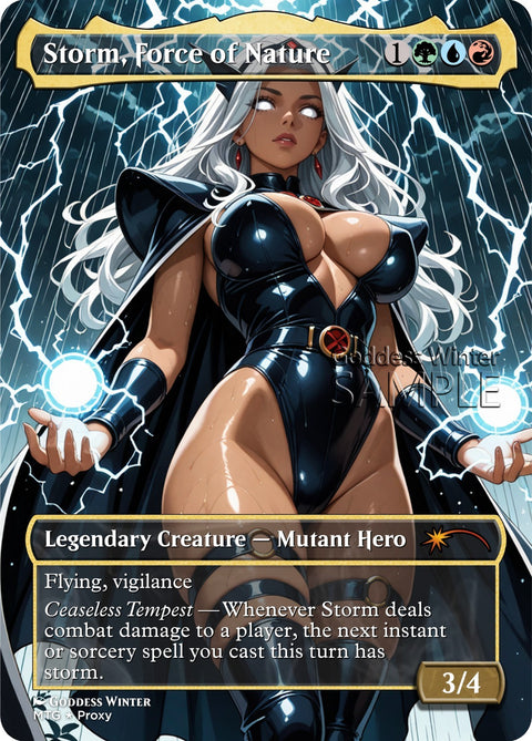 MTG - Storm, Force of Nature - Fanart Borderless Style - EDH / Playtest