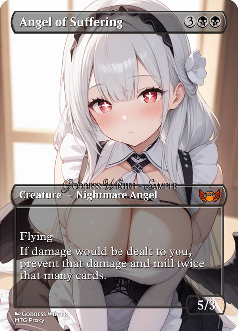 MTG - Angel of Suffering - Fanart Borderless Style - EDH / Playtest
