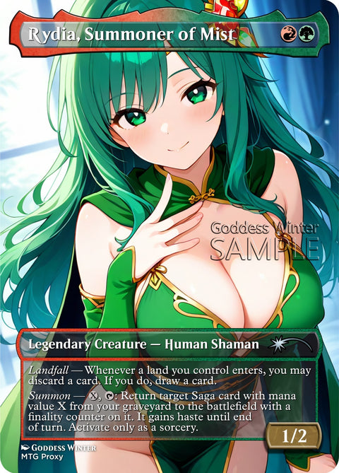 MTG FF - Rydia, Summoner of Mist - Fanart Borderless Style - EDH / Playtest