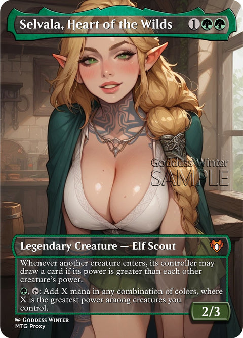 MTG - Selvala, Heart of the Wilds - Fanart Borderless Style - EDH / Playtest