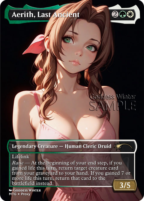 MTG FF - Aerith, Last Ancient - Fanart Borderless Style - EDH / Playtest