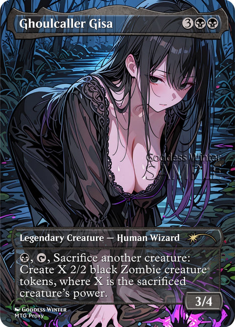 MTG - Ghoulcaller Gisa - Fanart Borderless Style - EDH / Playtest