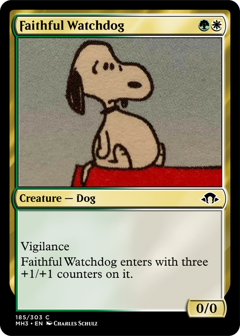 MTG - Faithful Watchdog - Snoopy Fanart - Classic Style Card For EDH / Playtest
