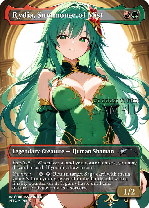 MTG FF - Rydia, Summoner of Mist - Fanart Borderless Style - EDH / Playtest