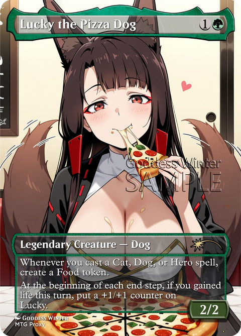 MTG - Lucky the Pizza Dog - Fanart Borderless Style - EDH / Playtest