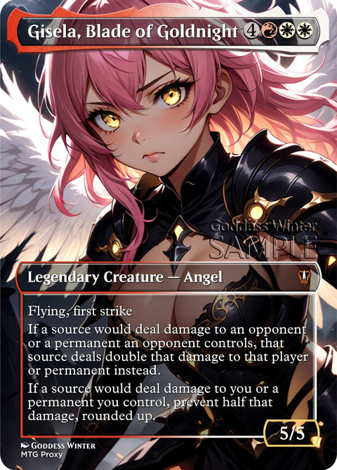 MTG - Gisela, Blade of Goldnight - Fanart Borderless Style - EDH / Playtest