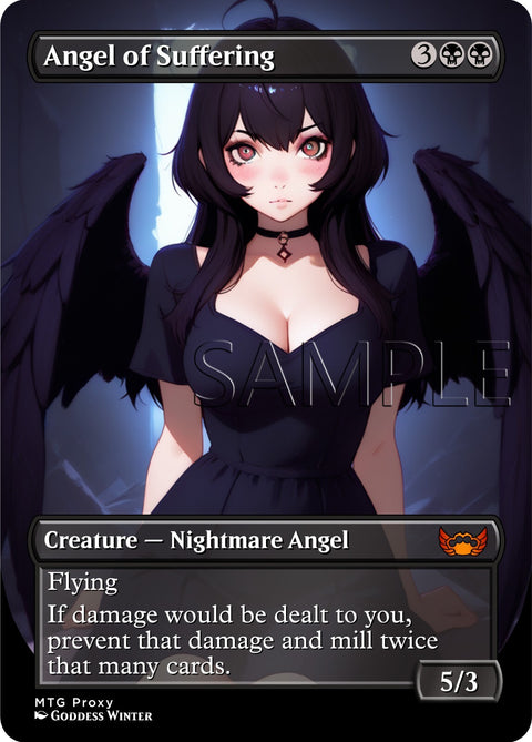 MTG - Angel of Suffering - Fanart Borderless Style Card for EDH / Playtest