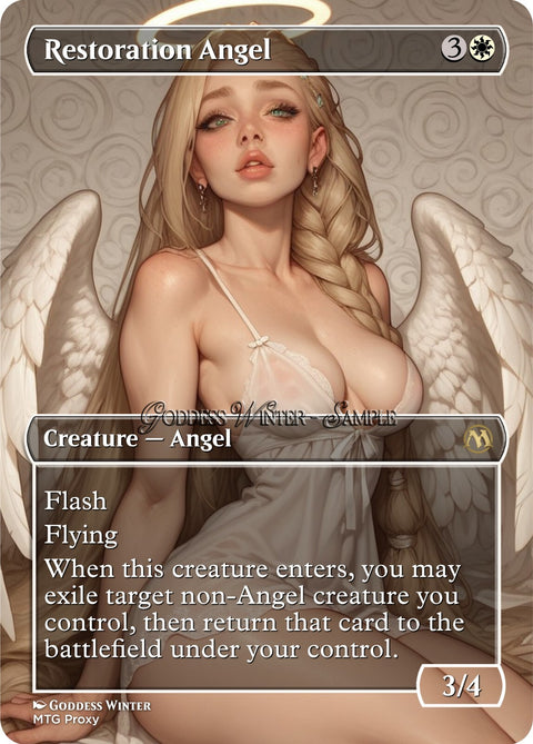MTG - Restoration Angel - Fanart Borderless Style - EDH / Playtest