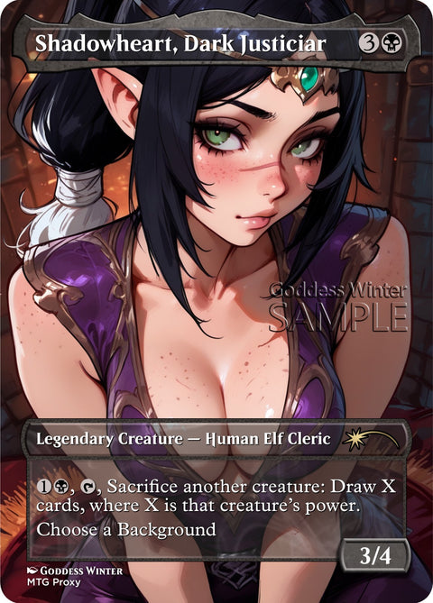 MTG BG3 - Shadowheart, Dark Justiciar - Fanart Borderless Style - EDH / Playtest