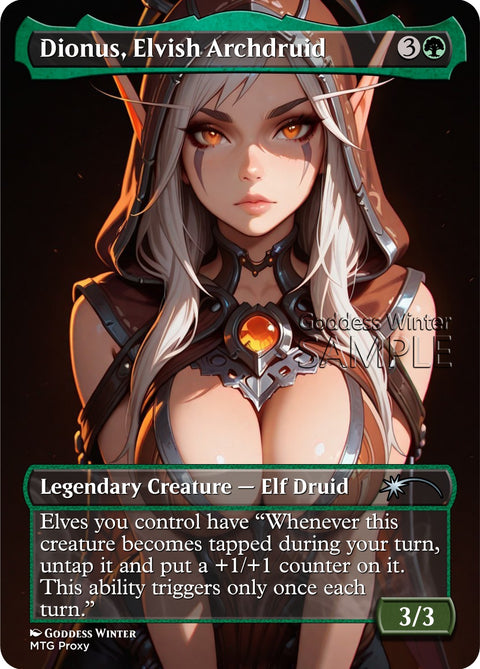 MTG - Dionus, Elvish Archdruid - Fanart Borderless Style - EDH / Playtest
