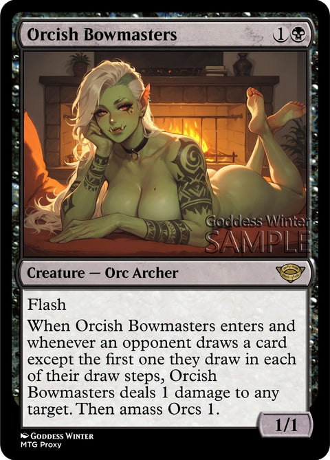 MTG - Orcish Bowmasters - Fanart Borderless Style - EDH / Playtest