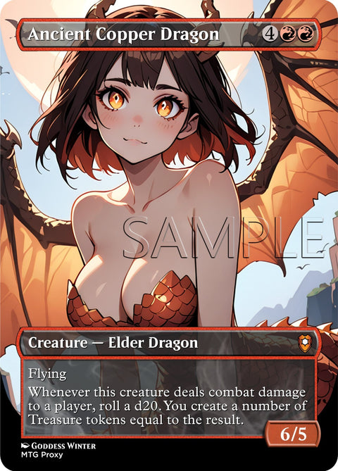 MTG - Ancient Copper Dragon - Fanart Borderless Style - EDH / Playtest