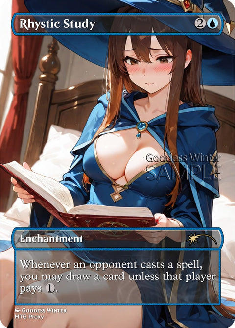 MTG - Rhystic Study - Fanart Borderless Style - EDH / Playtest