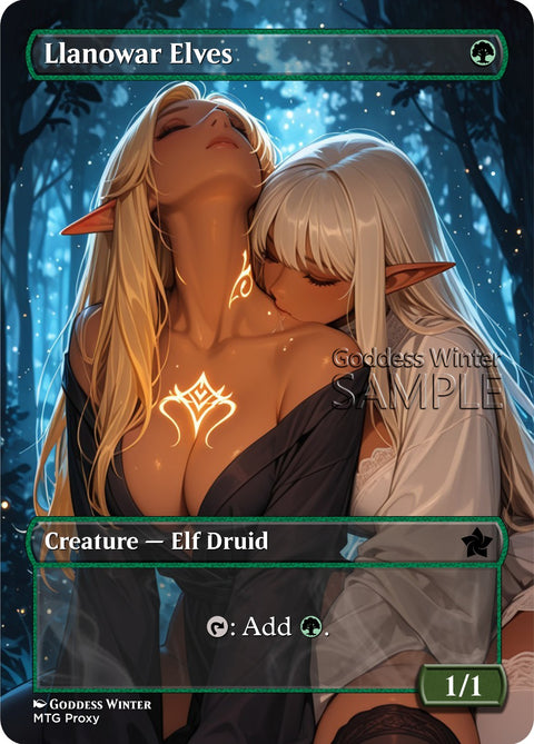 MTG - Llanowar Elves - Fanart Borderless Style - EDH / Playtest