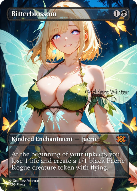 MTG - Bitterblossom - Fanart Borderless Style - EDH / Playtest