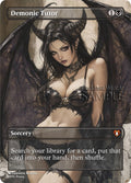 MTG - Demonic Tutor - Fanart Borderless Style - EDH / Playtest