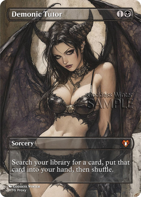 MTG - Demonic Tutor - Fanart Borderless Style - EDH / Playtest