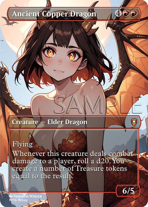 MTG - Ancient Copper Dragon - Fanart Borderless Style - EDH / Playtest