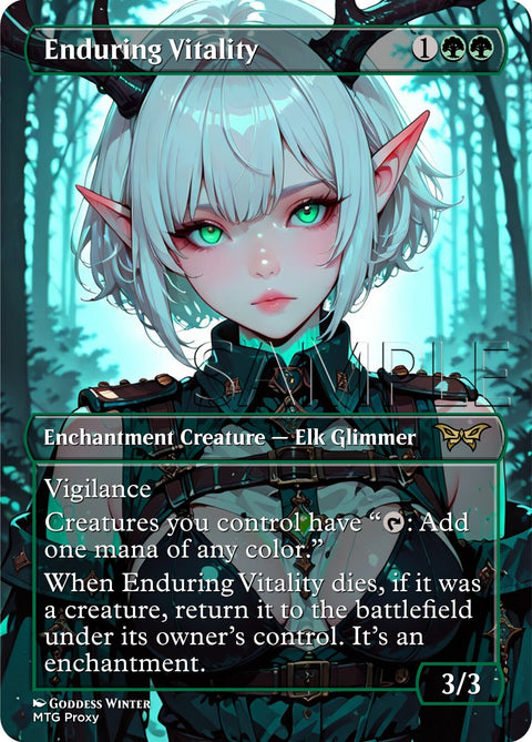 MTG - Enduring Vitality - Fanart Borderless Style - EDH / Playtest