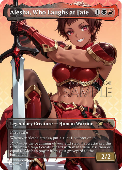 MTG - Alesha, Who Laughs at Fate - Fanart Borderless Style - EDH / Playtest