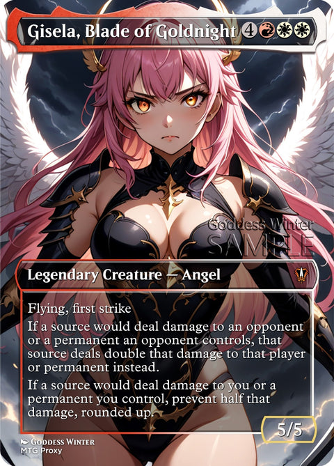 MTG - Gisela, Blade of Goldnight - Fanart Borderless Style - EDH / Playtest