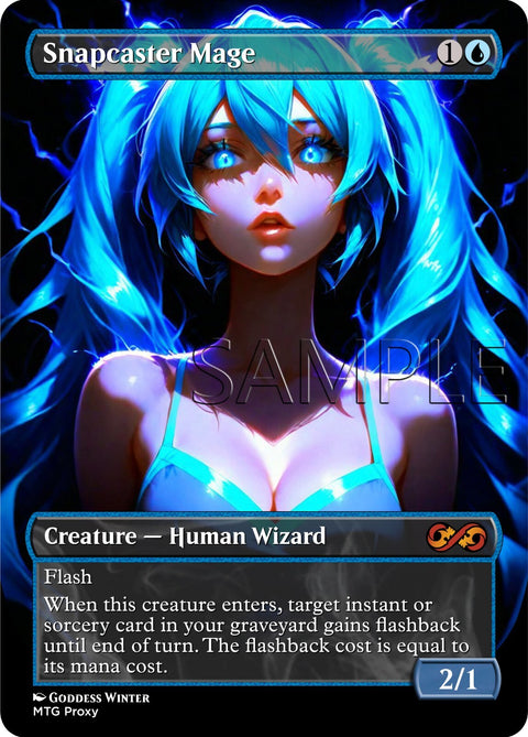 Hatsune Miku Snapcaster Mage - Fanart Borderless Style Card For EDH / Playtest