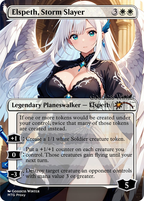 MTG - Elspeth, Storm Slayer - Fanart Borderless Style - EDH / Playtest