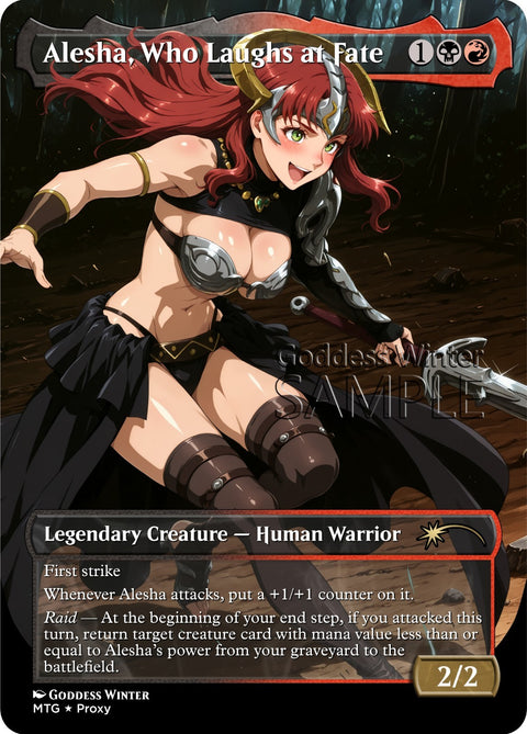 MTG - Alesha, Who Laughs at Fate - Fanart Borderless Style - EDH / Playtest