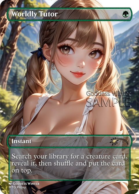 MTG - Worldly Tutor - Fanart Borderless Style - EDH / Playtest