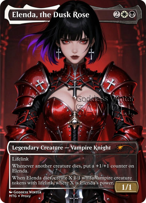 MTG - Elenda, the Dusk Rose - Fanart Borderless Style - EDH / Playtest