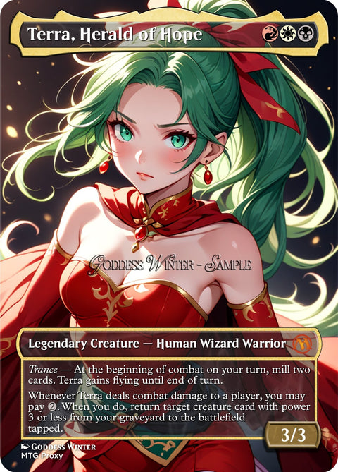 FF MTG - Terra, Herald of Hope - Fanart Borderless Style - EDH / Playtest